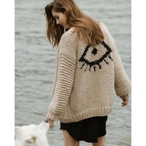 Jackson Rowe I See You Chunky Knit Cardigan in Stone Size S